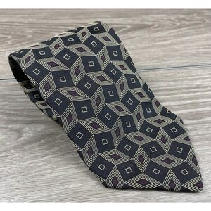 Seigo New York Mens 100% Silk Geometric Necktie Multicolor 3.75" X 56"
